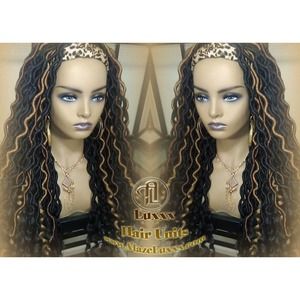 Headband Wig Black 1B 27 30 Brown Goddess Faux Loc Wig Long Wavy Ends